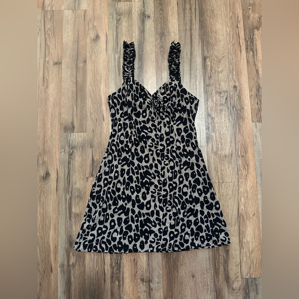 Nasty Gal Black and Tan Animal Print Dress